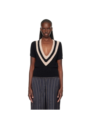 Dries Van Noten Black V-Neck Knit Sweater