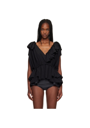 Dries Van Noten Black Ruffled Blouse