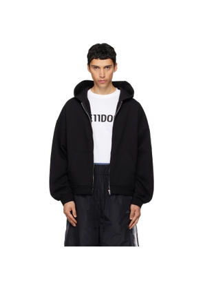 We11done Black 'WE11DONE' Zip-Up Hoodie