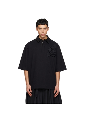 Simone Rocha Black Pressed Rosette Rugby Jersey Polo