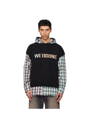 We11done Black 'WE11DONE' Patchwork Layered Hoodie