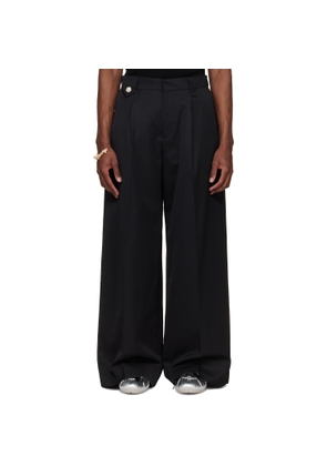 Simone Rocha Black Wide Leg Belt Loop Tab Trousers