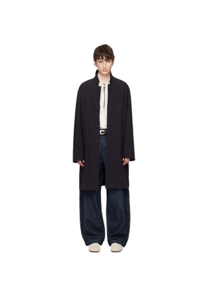 LEMAIRE Black Soft Suit Wool Crepe Coat