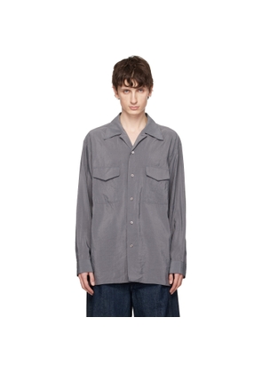 LEMAIRE Gray Convertible Collar Dry Silk Shirt