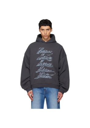 We11done Gray 'WE11DONE' Multi-Logo Hoodie