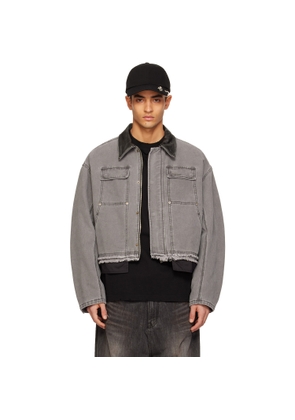 We11done Gray Cut-Out Work Jacket