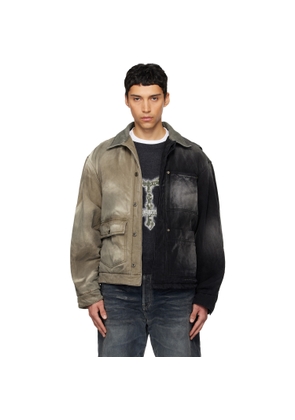 We11done Black & Beige 'Half and Half' Work Jacket