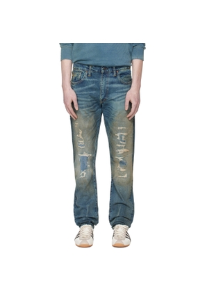 RRL Blue High Slim Brannon Distressed Jeans