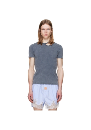 LGN Louis Gabriel Nouchi Blue Asymmetrical Opening T-shirt