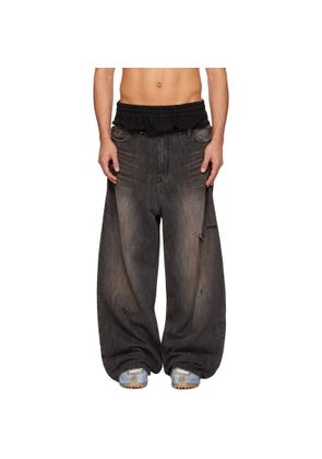 We11done Black Layered Jeans