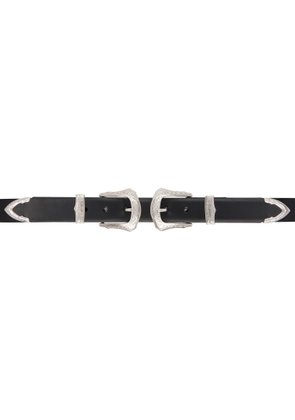 Toga Pulla Black Double Buckle Wide Belt