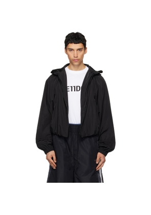 We11done Black Gathered Neck Hoodie Jacket