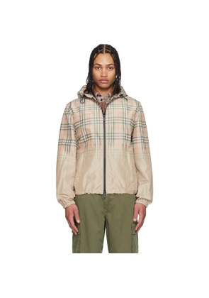 Burberry Beige Gradient Check Hooded Jacket