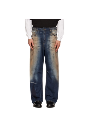 We11done Blue Loose-Fit Dirty Jeans