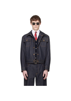 Thom Browne Navy Selvedge Denim Backstrap Utility Jacket