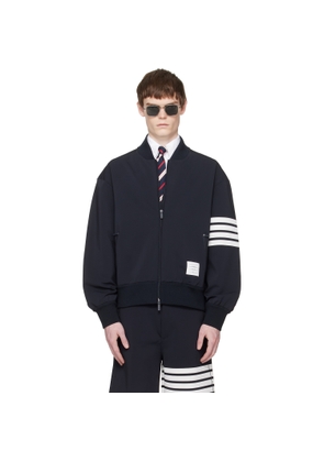 Thom Browne Navy Printed 4-Bar Bomber Jacket