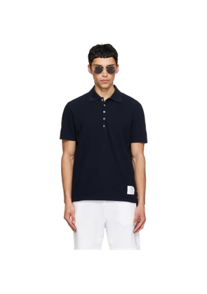 Thom Browne Navy Classic Pique Stripe Relaxed Polo