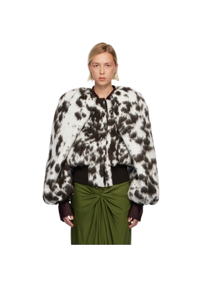 Dries Van Noten Off-White & Brown Brushed Bomber Jacket