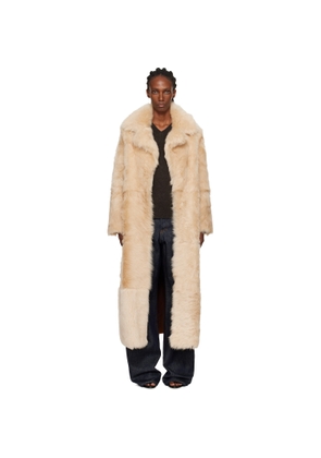 Nour Hammour Tan Evita Long Shearling Coat