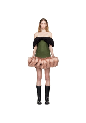 LAURA ANDRASCHKO Green & Pink Bow Loden Minidress