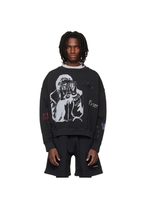 Song for the Mute Black 'Peaking Kid' Relaxed Pullover Sweatshirt