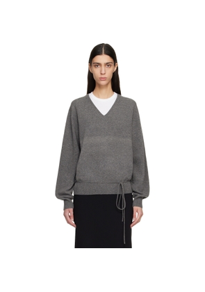 LE17SEPTEMBRE Gray Cashmere Blend Wholegarment V-Neck Sweater