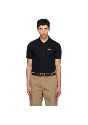 Thom Browne Navy Pique Pocket Polo