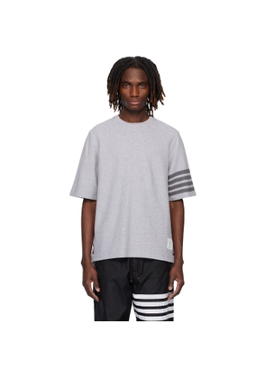 Thom Browne Gray Textured Pique 4-Bar T-shirt