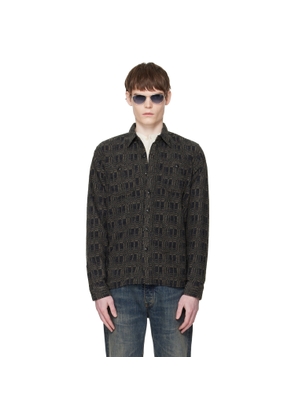 RRL Gray Jacquard-Knit Wool-Blend Work Shirt