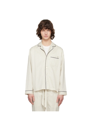 Tekla Beige Sateen Long-Sleeved Pyjama Shirt