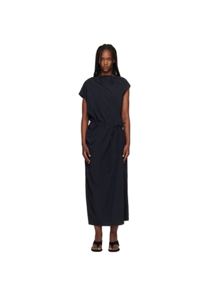 LE17SEPTEMBRE Black Asymmetrical Draped Midi Dress