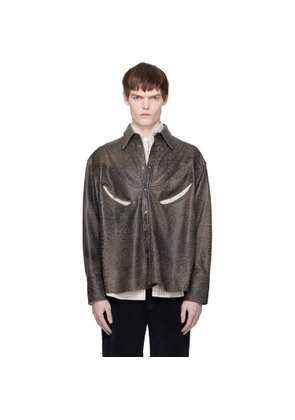 Commission Beige & Black Rider Leather Overshirt