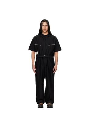 Song for the Mute Black Birkenstock Edition 'The Rebel' Zipped S/S Jumpsuit