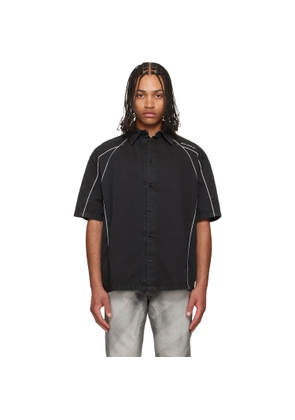 Off-White Black Garment-Dyed Sporty Bowling Shirt