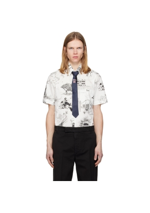 Thom Browne Off-White Poplin Hector Toile Short Sleeve Shirt