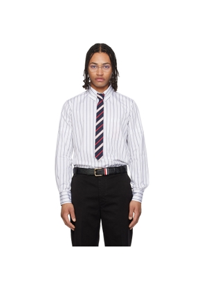 Thom Browne Gray & White Straight Fit Pop Over Self Armband Shirt
