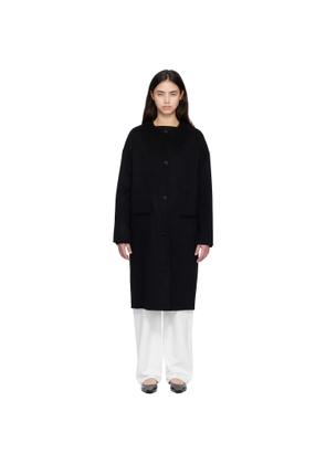 Loulou de Saison Black KERRY Wool Cashmere Drap Oval Coat