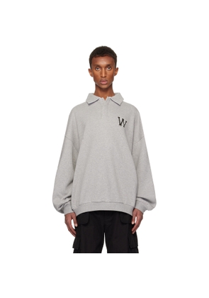 We11done Gray Pearl Logo Polo