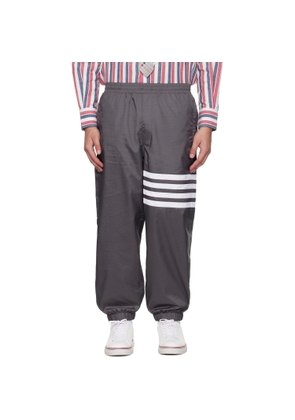 Thom Browne Gray Shiny Ripstop 4-Bar Track Pants