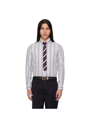 Thom Browne Gray Madras Cotton Repp Stripe Armband Shirt