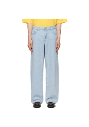 Palm Angels Blue Curved Logo Loose Jeans
