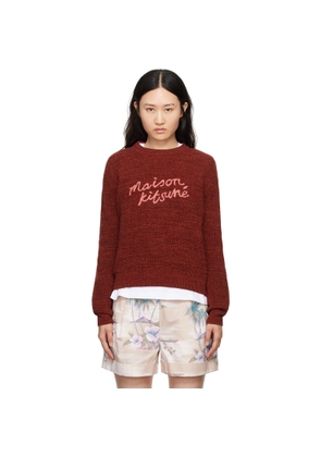 Maison Kitsuné Red Handwriting Comfort Sweater