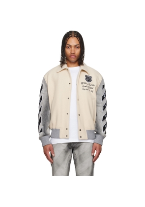 Off-White Off-White & Gray Wool Denim Relaxed Varsity Jacket