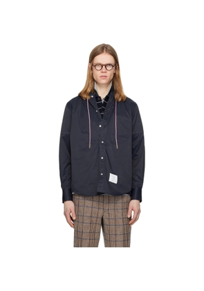Thom Browne Navy Hooded Nylon Armband Shirt