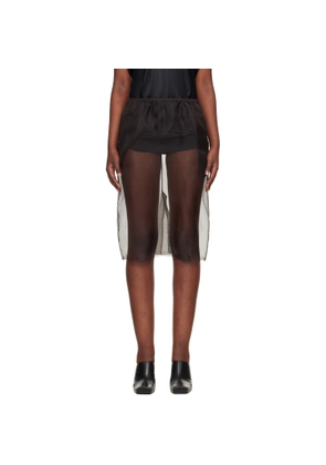 Commission Brown Creased Slip Midi Skirt