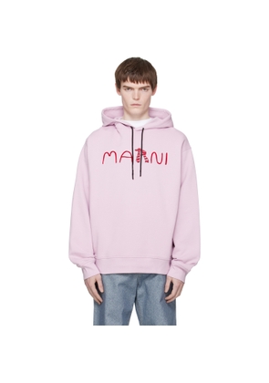 Marni Pink Flocked Marni Animal Alphabet Logo Hoodie