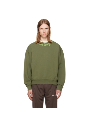 Palm Angels Khaki Neck Logo Sweatshirt