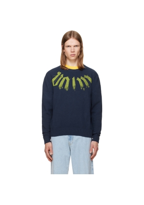 Palm Angels Navy Big Neck Logo Sweater