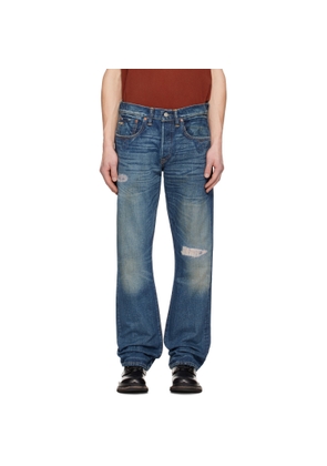 RRL Blue Slim Boot Sutton Repaired Selvedge Jeans