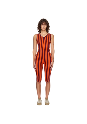 Dries Van Noten Orange & Burgundy Knitted Jumpsuit